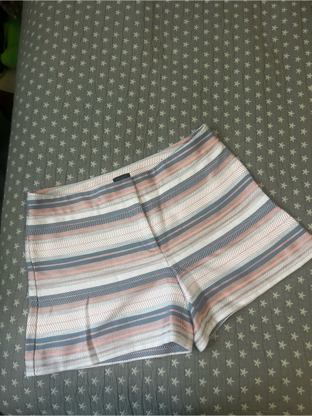 Ann Taylor High-Waist Striped Shorts in Pink, Blue & White
